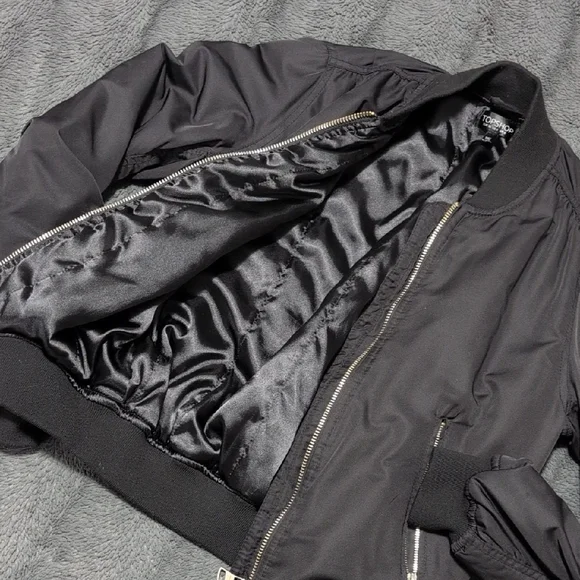 Woman's s Black Bomber Jacket - Picture 5 of 5